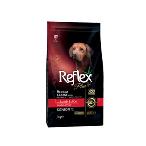غذای خشک سگ مدیوم و لارج سنیور با طعم گوشت بره و برنج رفلکس پلاس